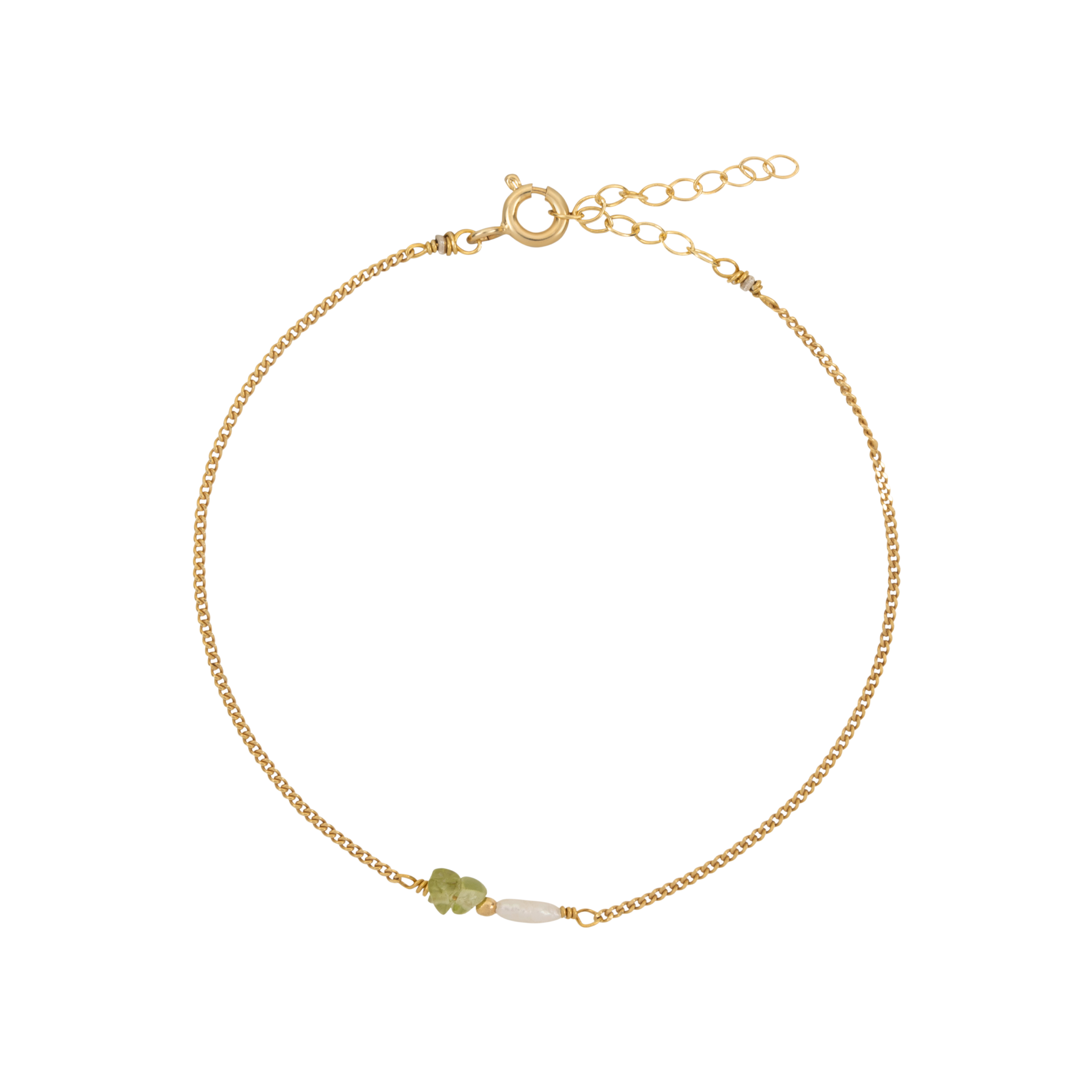 Elemental armband Peridoot (geboortesteen Juli) | Verguld en zilver