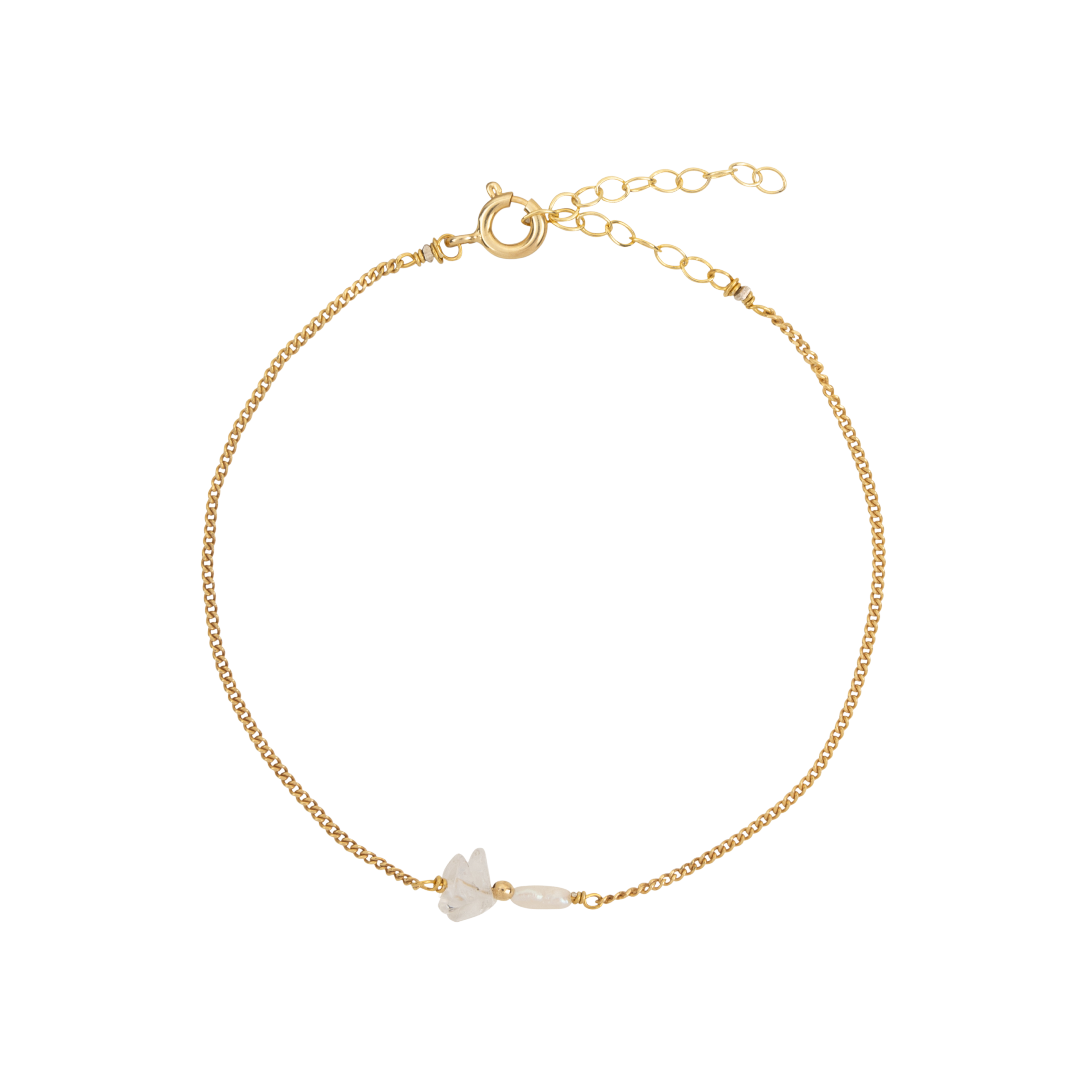 Elemental armband Bergkristal (geboortesteen April) | Verguld en zilver