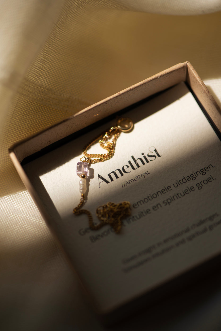 Elemental armband Amethyst (geboortesteen Februari) | Verguld en zilver