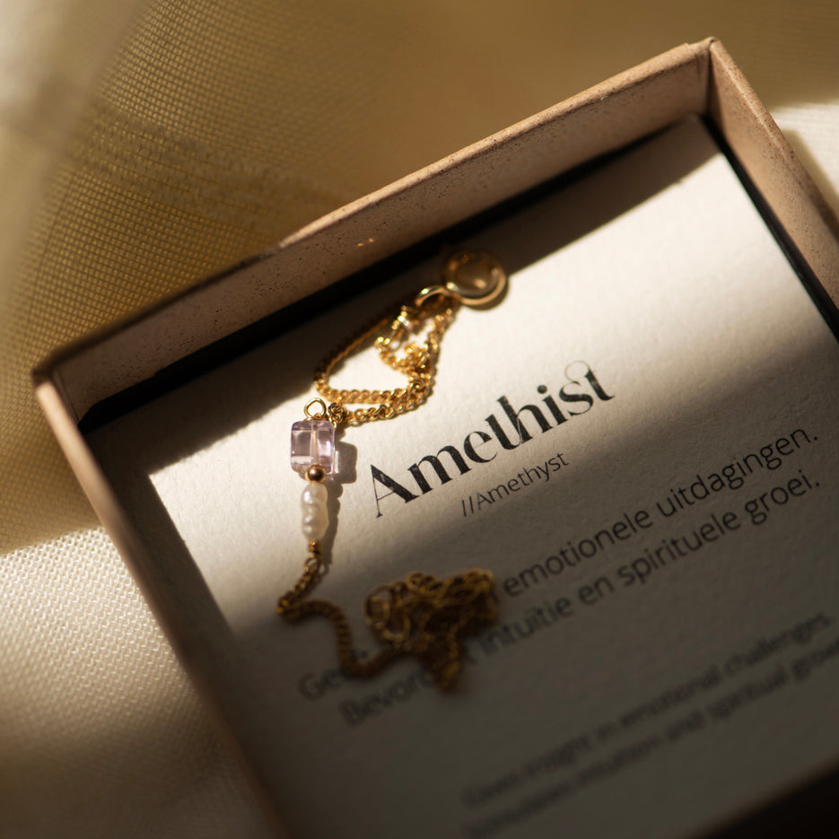 Elemental armband Amethyst (geboortesteen Februari) | Verguld en zilver