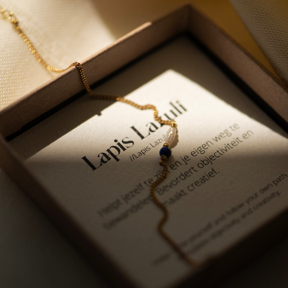 Elemental armband Lapis Lazuli (geboortesteen September) | Verguld en zilver