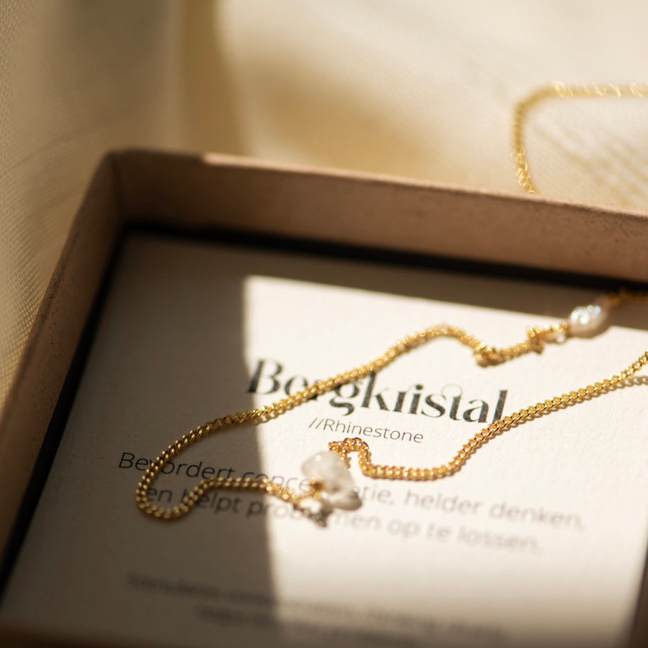 Elemental shortie Bergkristal (geboortesteen April) | Verguld en zilver