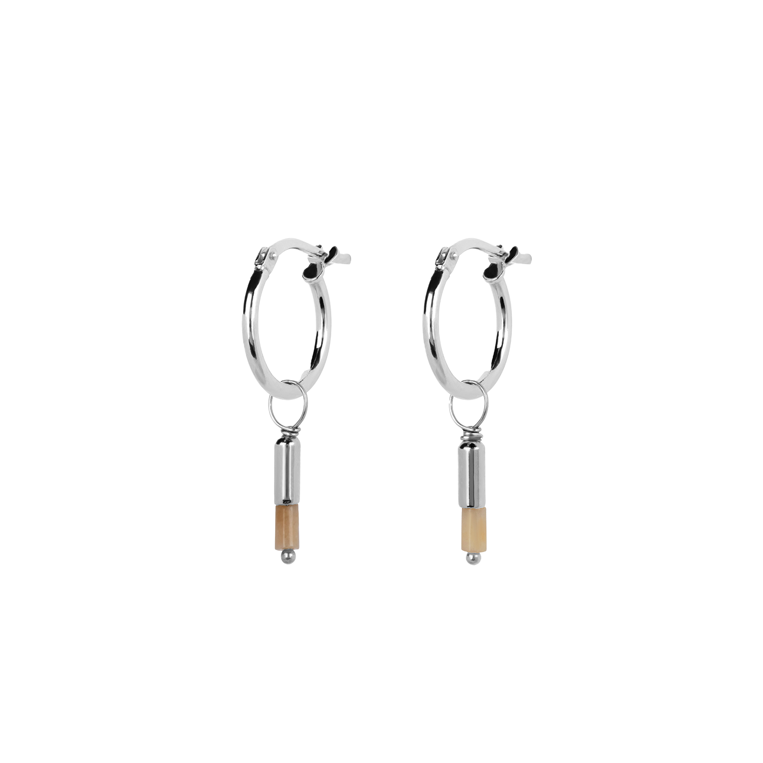 Oorbellen Noa - beige Jaspis - zilver