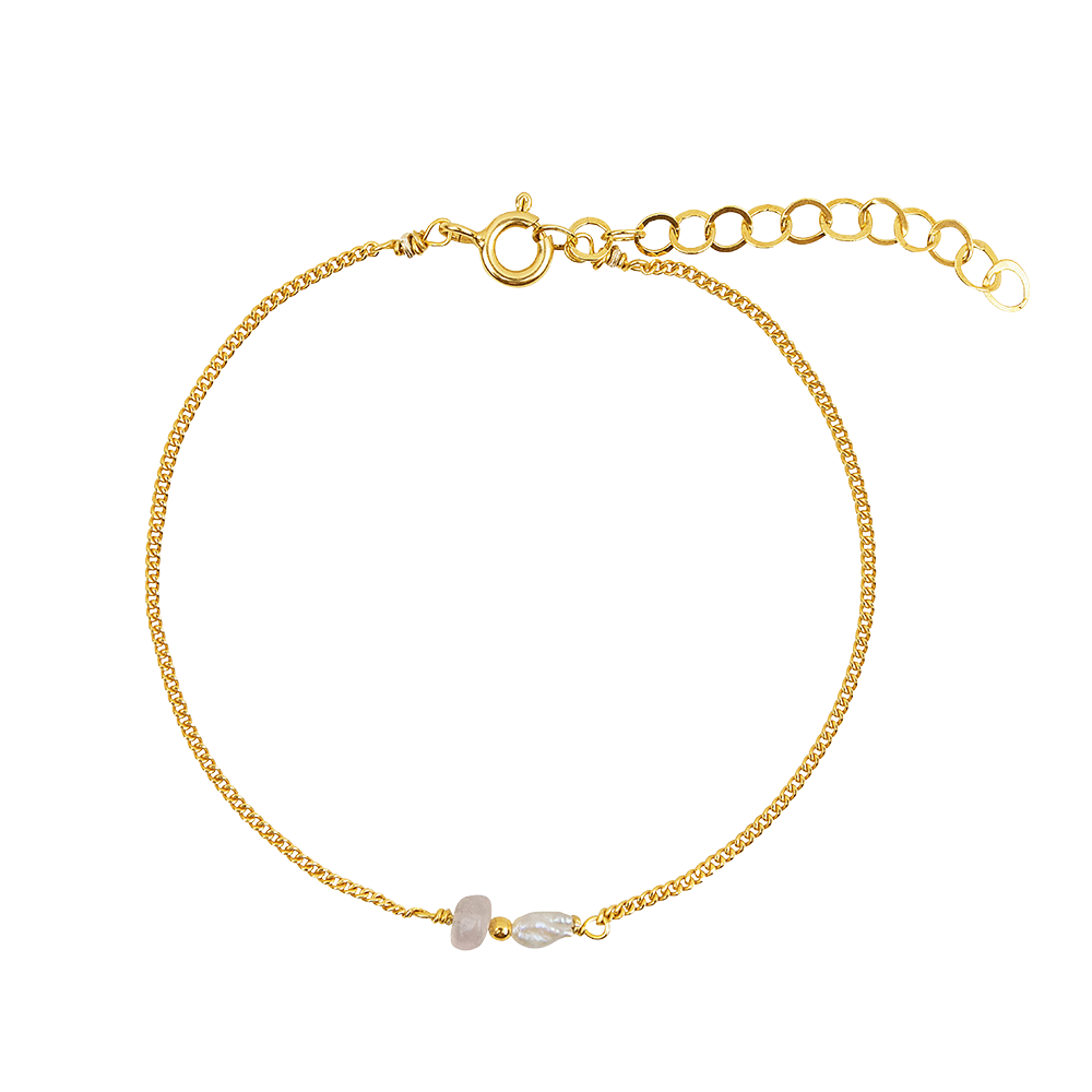Elemental armband - Rozenkwarts  |  Verguld en zilver