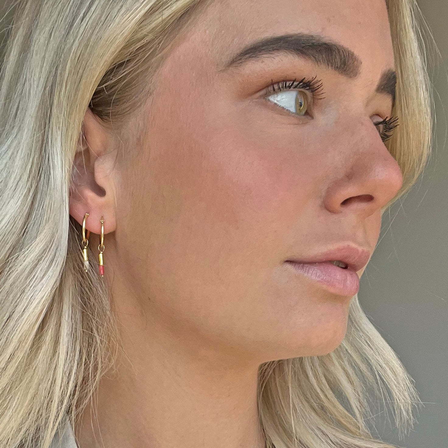 Oorbellen Noa - beige Jaspis - zilver