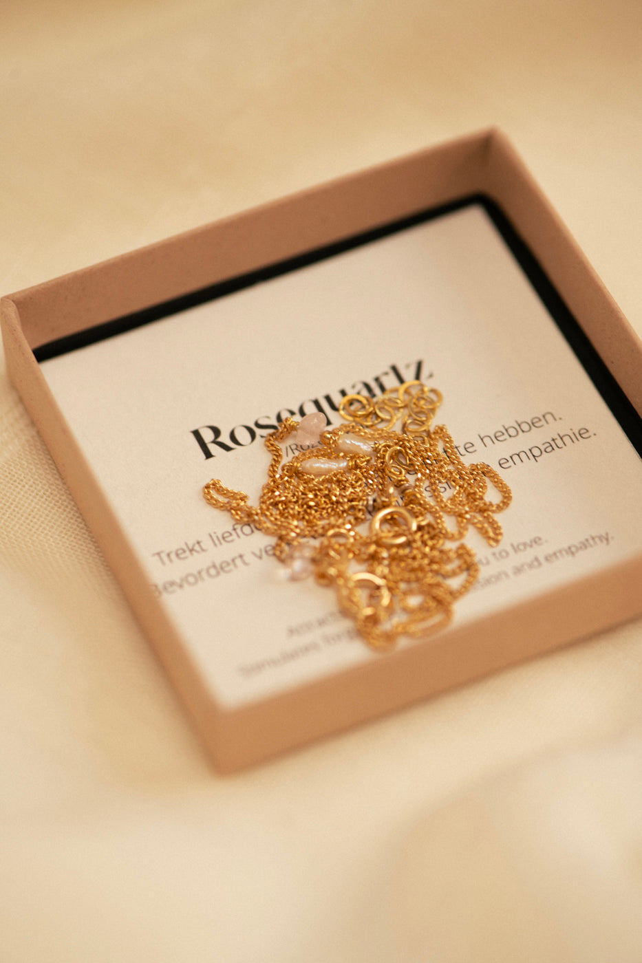 Elemental armband Rozenkwarts  |  Verguld en zilver