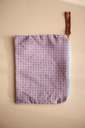 Toilettasje ruitjes lichtblauw