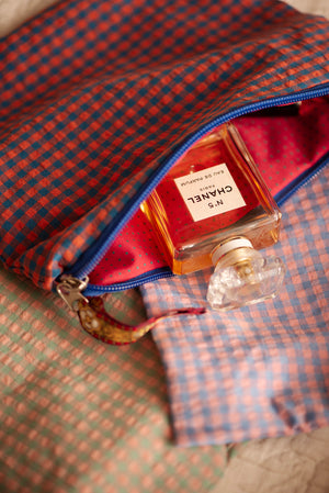 Toilettasje ruitjes donkerblauw