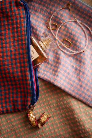 Toilettasje ruitjes donkerblauw