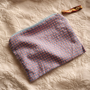 Toilettasje ruitjes lichtblauw