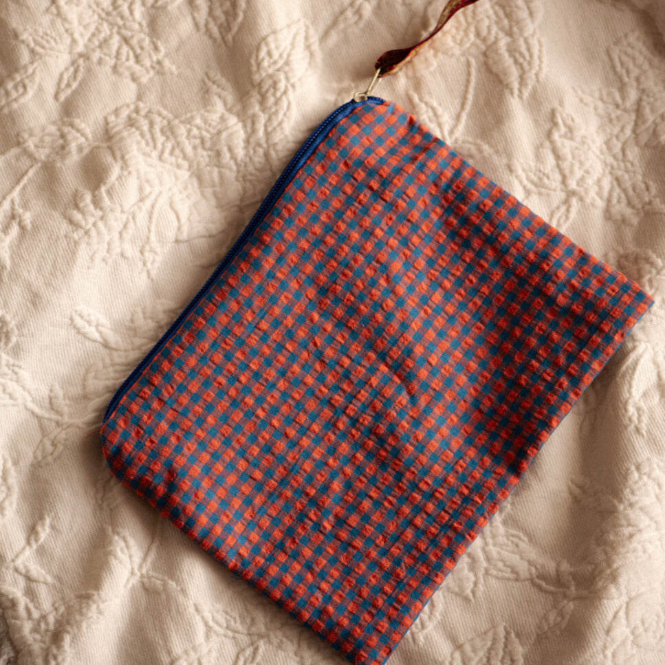 Toilettasje ruitjes donkerblauw