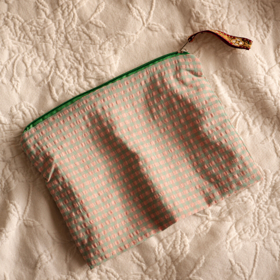 Toilettasje ruitjes groen