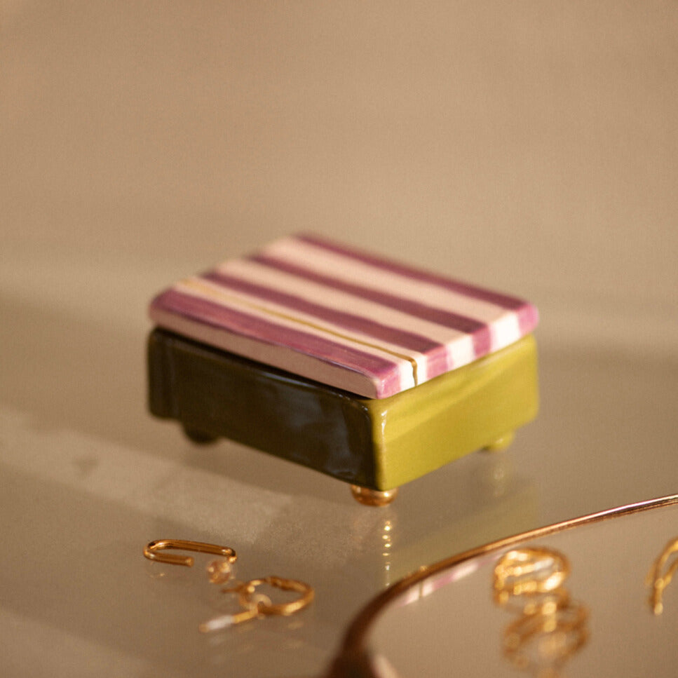 Keramieken bewaardoosje - Olive