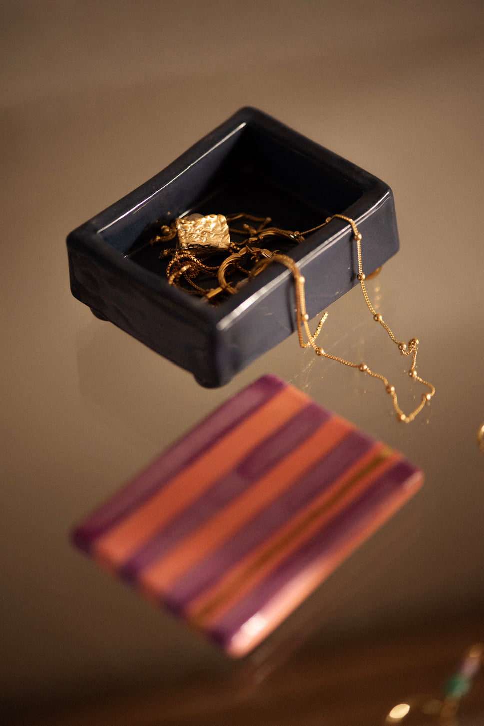 Keramieken bewaardoosje - Navy