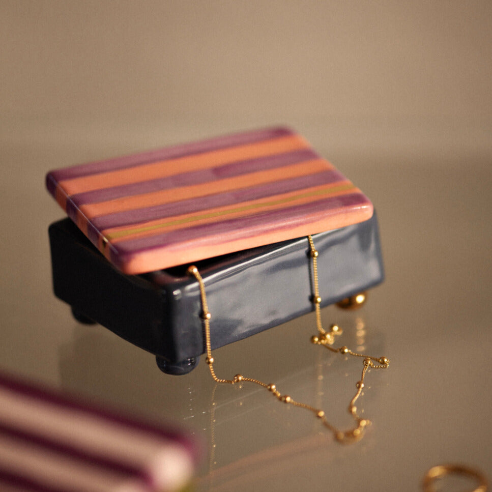 Keramieken bewaardoosje - Navy